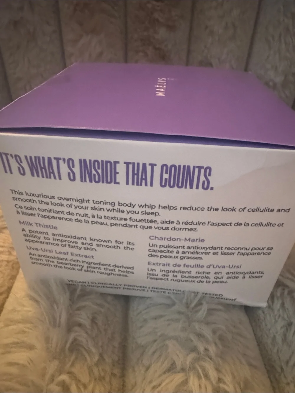 Maélys GET-DREAMY Overnight Toning Body Whip - Purple & White Box